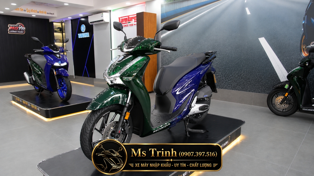 Honda SH150i Super Vetro với hai cách phối Green Sapphire và Sapphire Green